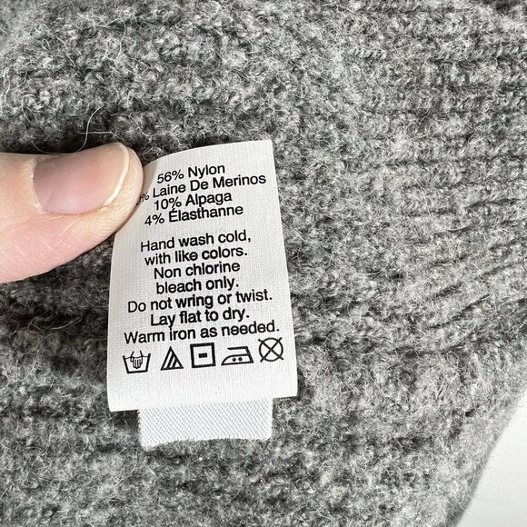 Madewell Gray Waffle Stitch Turtleneck Sweater Merino Wool Alpaca Blend Small S - Picture 7 of 8